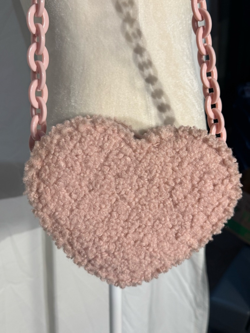 art class Blush Pink Sherpa Heart Wristlet